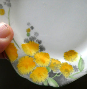 SHELLEY 1930s Art Deco TRIO (Cup, Saucer & Side Plate). Regal Acacia Pattern with Yellow Flowers