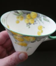 Load image into Gallery viewer, SHELLEY 1930s Art Deco TRIO (Cup, Saucer &amp; Side Plate). Regal Acacia Pattern with Yellow Flowers
