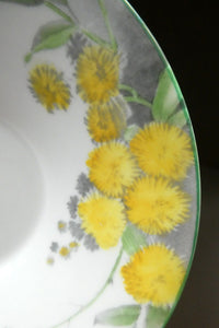 SHELLEY 1930s Art Deco TRIO (Cup, Saucer & Side Plate). Regal Acacia Pattern with Yellow Flowers