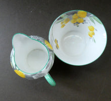 Load image into Gallery viewer, SHELLEY 1930s Art Deco Milk Jug and Open Sugar Bowl. Regal Acacia Pattern with Yellow Flowers
