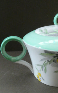Rare SHELLEY 1930s Art Deco TEAPOT. Regal Acacia Pattern with Yellow Flowers