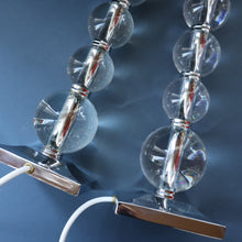 Load image into Gallery viewer, Contemporary Design. Top Quality HEATHFIELD &amp; Co PAIR of Tall Table Lamps with Columns of Cystal Balls &amp; Chrome Base
