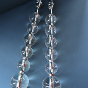 Contemporary Design. Top Quality HEATHFIELD & Co PAIR of Tall Table Lamps with Columns of Cystal Balls & Chrome Base