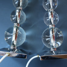Load image into Gallery viewer, Contemporary Design. Top Quality HEATHFIELD &amp; Co PAIR of Tall Table Lamps with Columns of Cystal Balls &amp; Chrome Base
