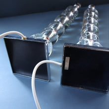 Load image into Gallery viewer, Contemporary Design. Top Quality HEATHFIELD &amp; Co PAIR of Tall Table Lamps with Columns of Cystal Balls &amp; Chrome Base
