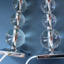 Load image into Gallery viewer, Contemporary Design. Top Quality HEATHFIELD &amp; Co PAIR of Tall Table Lamps with Columns of Cystal Balls &amp; Chrome Base
