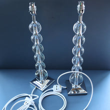 Load image into Gallery viewer, Contemporary Design. Top Quality HEATHFIELD &amp; Co PAIR of Tall Table Lamps with Columns of Cystal Balls &amp; Chrome Base
