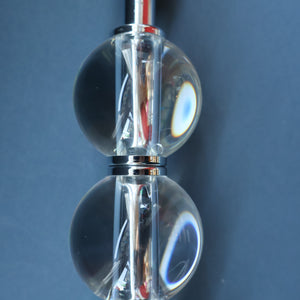Contemporary Design. Top Quality HEATHFIELD & Co PAIR of Tall Table Lamps with Columns of Cystal Balls & Chrome Base
