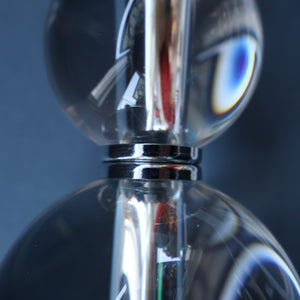Contemporary Design. Top Quality HEATHFIELD & Co PAIR of Tall Table Lamps with Columns of Cystal Balls & Chrome Base