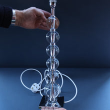 Load image into Gallery viewer, Contemporary Design. Top Quality HEATHFIELD &amp; Co PAIR of Tall Table Lamps with Columns of Cystal Balls &amp; Chrome Base
