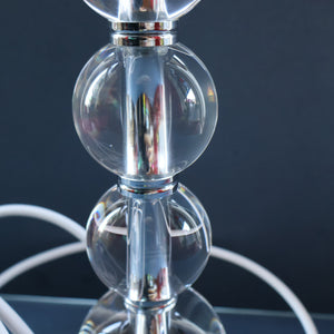 Contemporary Design. Top Quality HEATHFIELD & Co PAIR of Tall Table Lamps with Columns of Cystal Balls & Chrome Base