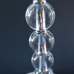 Contemporary Design. Top Quality HEATHFIELD & Co PAIR of Tall Table Lamps with Columns of Cystal Balls & Chrome Base