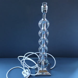 Contemporary Design. Top Quality HEATHFIELD & Co PAIR of Tall Table Lamps with Columns of Cystal Balls & Chrome Base