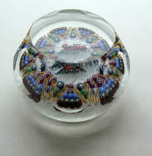 Load image into Gallery viewer, Vintage 1980s PERTHSHIRE PAPERWEIGHT. Millefiori Ground with Train Motif (PP 56)
