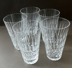 SET OF FIVE Vintage WATERFORD CRYSTAL "Tramore (Cut)" Highball Tumbler. 5 inches in height