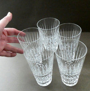 SET OF FIVE Vintage WATERFORD CRYSTAL "Tramore (Cut)" Highball Tumbler. 5 inches in height