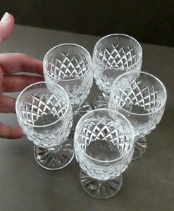 WATERFORD CRYSTAL "Boyne". SET OF FIVE Sherry Glasses. 4 1/4 inches