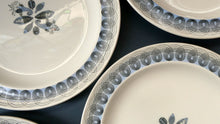 Load image into Gallery viewer, Vintage 1950s Wedgwood FIVE DESSERT PLATES. Persephone / Harvest Festival Pattern with Stylised Fish
