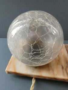 Original 1930s ART DECO Lamp. Roe Deer with Crackle Glass Shade & Black Marble