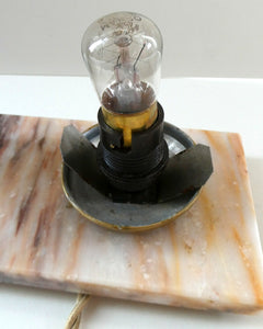 Original 1930s ART DECO Lamp. Roe Deer with Crackle Glass Shade & Black Marble