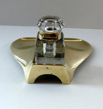 Load image into Gallery viewer, Rare Antique Real Bronze Geschutzt Ink Stand and Ink Well. With Secessionist Decoration
