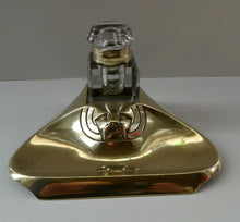 Load image into Gallery viewer, Rare Antique Real Bronze Geschutzt Ink Stand and Ink Well. With Secessionist Decoration
