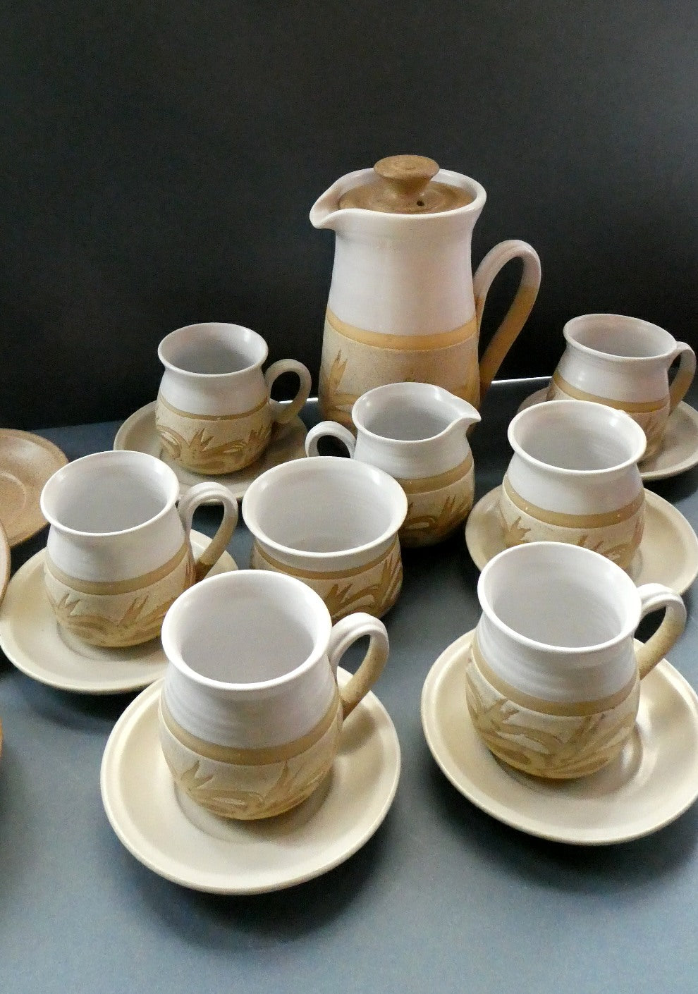 SCOTTISH POTTERY. Complete 1970s COFFEE SET by Barbara Davidson. 22 pieces