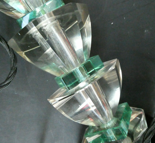 1930s Crystal Faceted Stacked Table Lamp. 