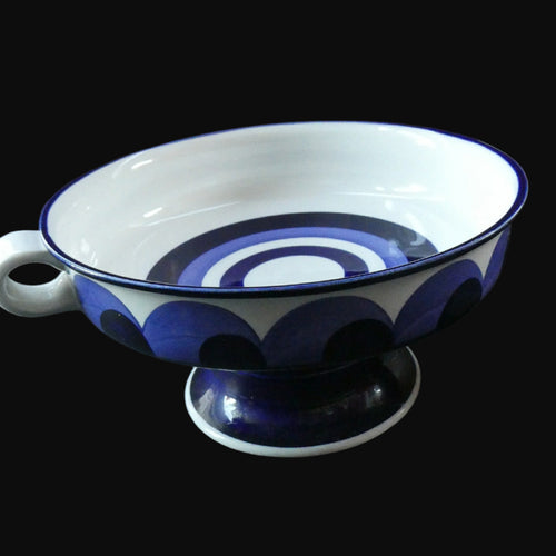 Arabia Paju Pattern 1960s Fruit Bowl with Twin Handles and Pedestal Base