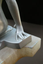 Load image into Gallery viewer, Frankart Cast Metal 1920s Art Deco Nude Ladies Bookends. Alabaster Base
