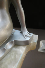 Load image into Gallery viewer, Frankart Cast Metal 1920s Art Deco Nude Ladies Bookends. Alabaster Base
