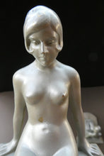 Load image into Gallery viewer, Frankart Cast Metal 1920s Art Deco Nude Ladies Bookends. Alabaster Base

