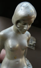 Load image into Gallery viewer, Frankart Cast Metal 1920s Art Deco Nude Ladies Bookends. Alabaster Base
