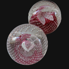 Load image into Gallery viewer, PAIR OF SCOTTISH PAPERWEIGHTS. Pink Cauldron by Innes Burns (1982) and Pink Champagne by Colin Terris (1987)
