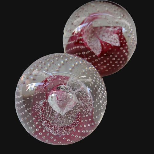 PAIR OF SCOTTISH PAPERWEIGHTS. Pink Cauldron by Innes Burns (1982) and Pink Champagne by Colin Terris (1987)