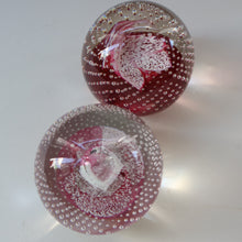 Load image into Gallery viewer, PAIR OF SCOTTISH PAPERWEIGHTS. Pink Cauldron by Innes Burns (1982) and Pink Champagne by Colin Terris (1987)
