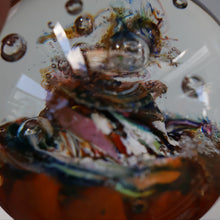 Load image into Gallery viewer, SCOTTISH Caithness Glass Paperweight:  MYRIAD (Amber). Made at Oban Studios;  1978
