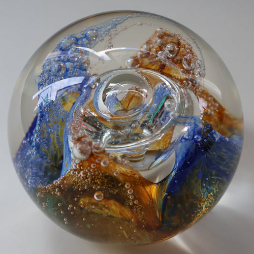 Vintage 1990 Scottish CAITHNESS GLASS Paperweight entitled COSMOS by Margot Thomson