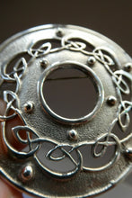 Load image into Gallery viewer, LARGE Vintage Sterling Silver CELTIC REVIVAL Style Plaid Brooch. Made in East Kilbride
