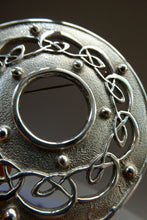 Load image into Gallery viewer, LARGE Vintage Sterling Silver CELTIC REVIVAL Style Plaid Brooch. Made in East Kilbride
