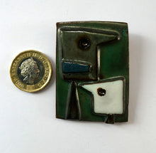 Load image into Gallery viewer, Vintage 1980s Handmade Ceramic Brooch. Signed BARCLAY. Design with Two Abstract Birds

