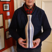 Load image into Gallery viewer, TALL 1950s Freeform Poole Bottle Vase by Alfred Rhead (PLC Pattern; 694 Shape). 14 1/4 inches
