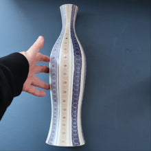 Load image into Gallery viewer, TALL 1950s Freeform Poole Bottle Vase by Alfred Rhead (PLC Pattern; 694 Shape). 14 1/4 inches
