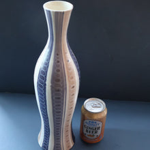 Load image into Gallery viewer, TALL 1950s Freeform Poole Bottle Vase by Alfred Rhead (PLC Pattern; 694 Shape). 14 1/4 inches
