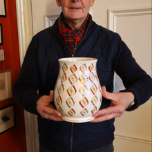 Load image into Gallery viewer, RARE Large 1950s Freeform Poole Vase with Sought-After Harlequin Pattern. Height 8 inches
