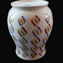 Load image into Gallery viewer, RARE Large 1950s Freeform Poole Vase with Sought-After Harlequin Pattern by Ruth Pavely. Height 8 inches
