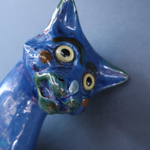 Load image into Gallery viewer, Large ANTIQUE CH Brannam Pottery, Barnstaple, Devon Model of a Seated Cat with Original Yellow Glass Eyes
