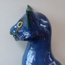 Load image into Gallery viewer, Large ANTIQUE CH Brannam Pottery, Barnstaple, Devon Model of a Seated Cat with Original Yellow Glass Eyes
