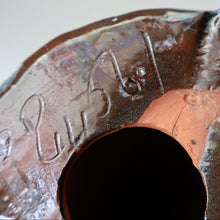 Load image into Gallery viewer, Large ANTIQUE CH Brannam Pottery, Barnstaple, Devon Model of a Seated Cat with Original Yellow Glass Eyes
