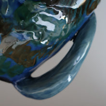 Load image into Gallery viewer, Large ANTIQUE CH Brannam Pottery, Barnstaple, Devon Model of a Seated Cat with Original Yellow Glass Eyes
